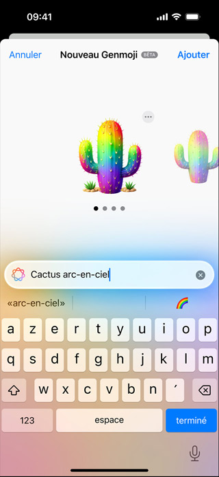 Écran montrant un Genmoji