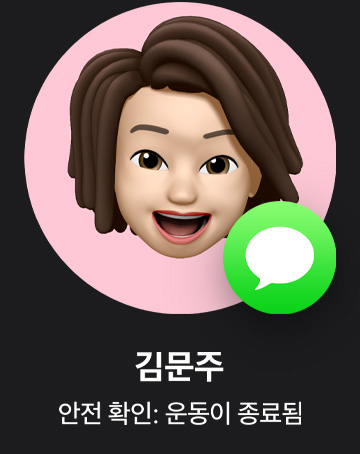 안전 확인을 나타내는 메시지 아이콘이 있는 미모티콘