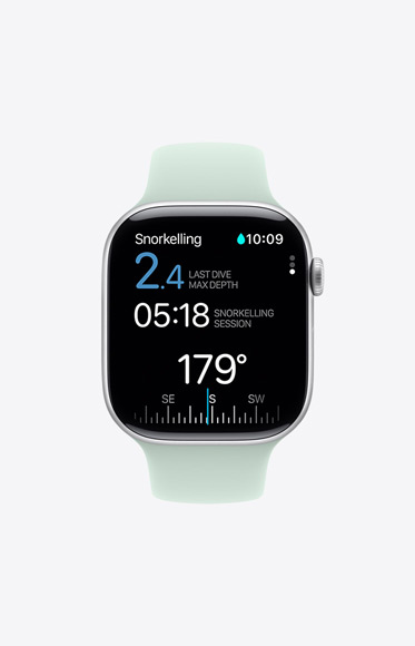 Snorkelling metrics in the Oceanic+ app.