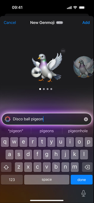 Screen showing a Genmoji