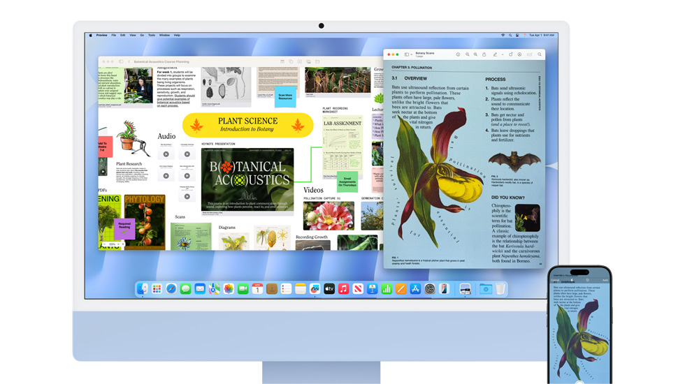 iMac et iPhone affichant du contenu aux couleurs éclatantes.