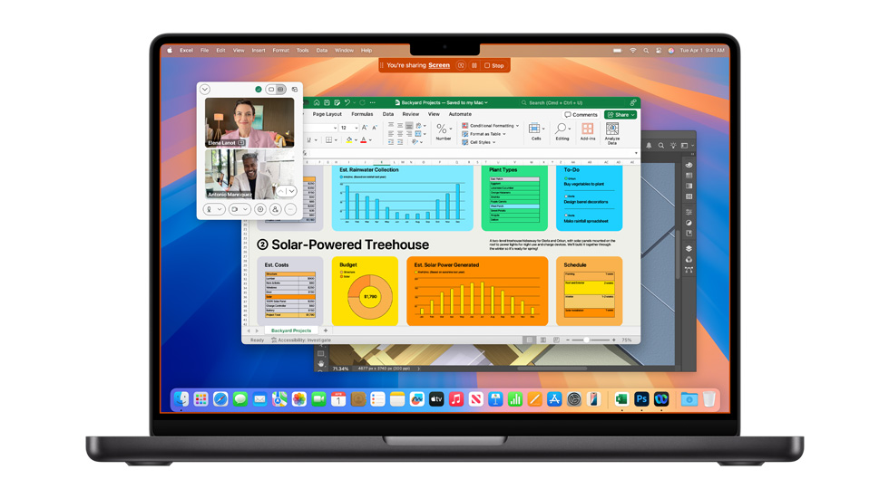 Écran de Mac affichant plusieurs apps ouvertes, dont Zoom et Excel.