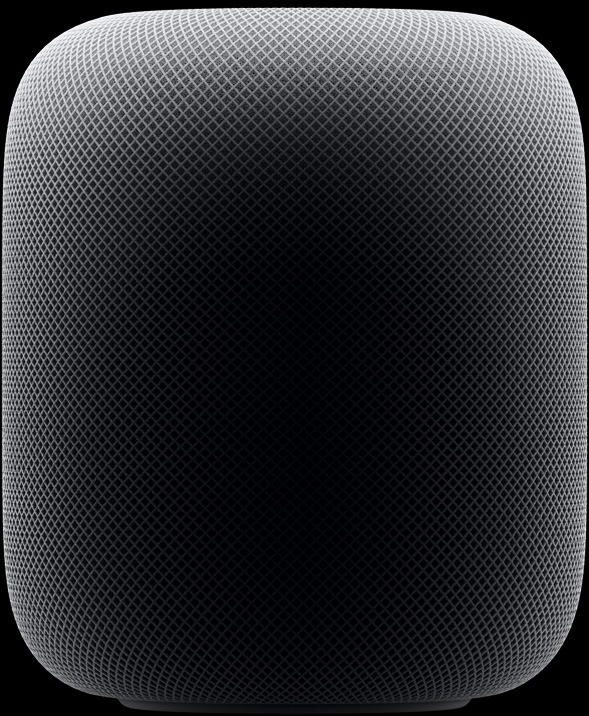 Gros plan sur une photo produit du HomePod en vue latérale