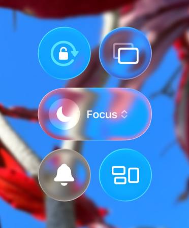 Translucent controls, like portrait orientation, screen mirroring, Focus, and more