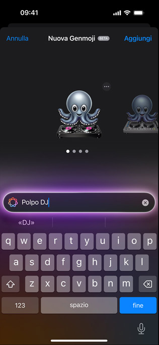 Una schermata che mostra una Genmoji