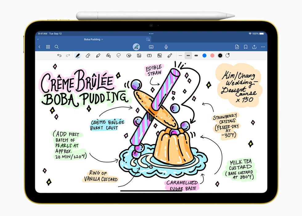 iPad’de bir kullanıcının Goodnotes 6 uygulamasında Apple Pencil ile yaptığı bir çizim gösteriliyor.