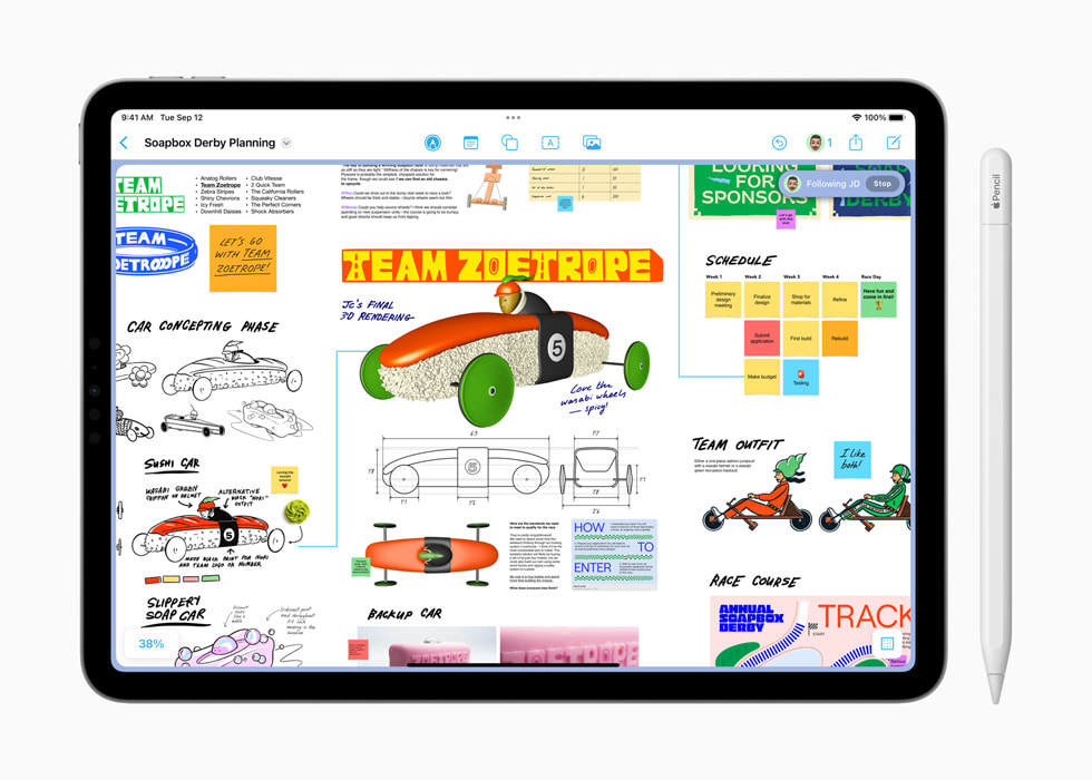 iPadOS 17’deki Freeform uygulaması.