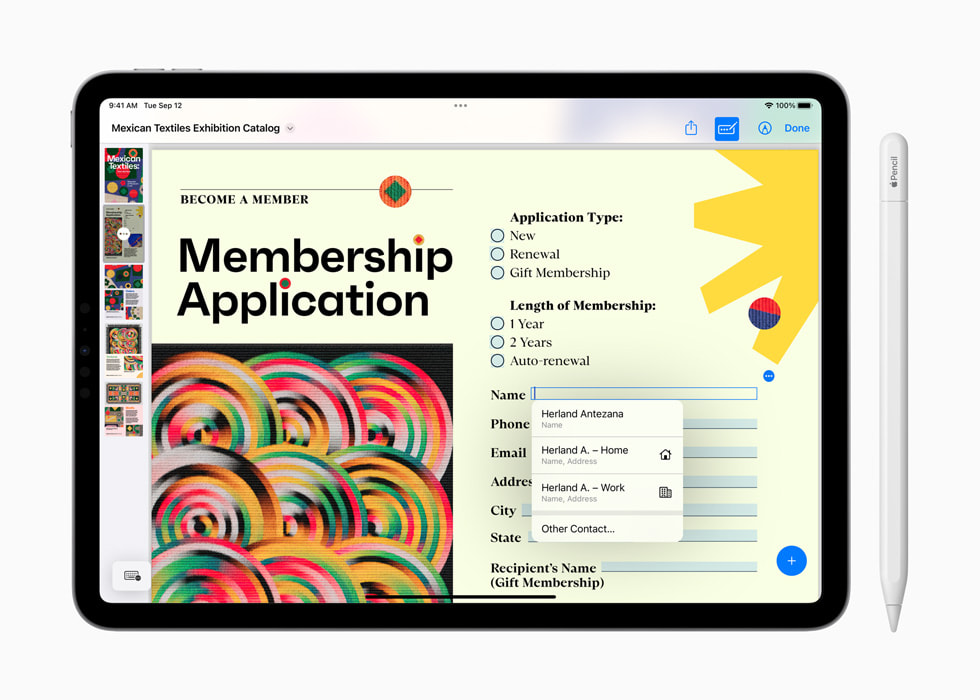 iPadOS 17’de PDF’ler için yeni Otomatik Doldurma özelliği.