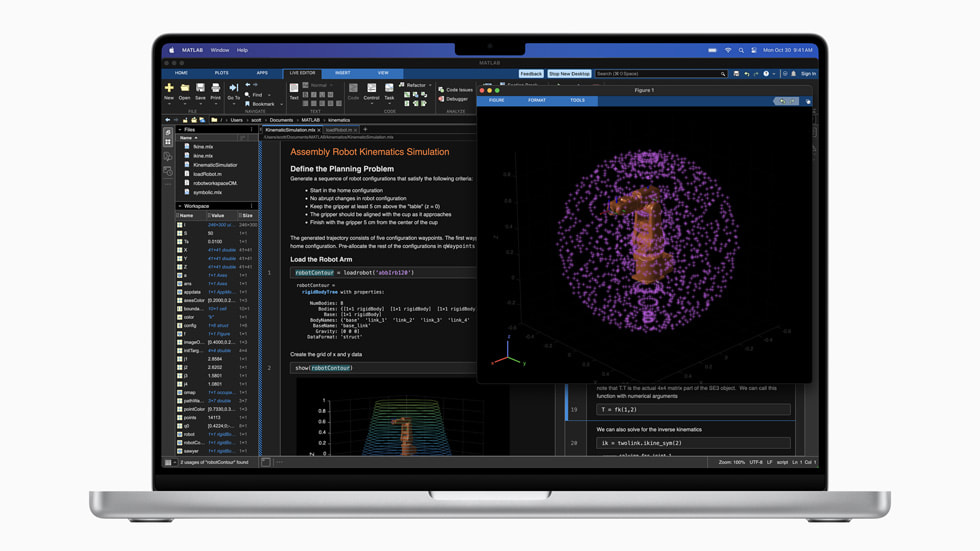 M3 Max çipe sahip yeni MacBook Pro, MathWorks MATLAB iş akışıyla gösteriliyor.
