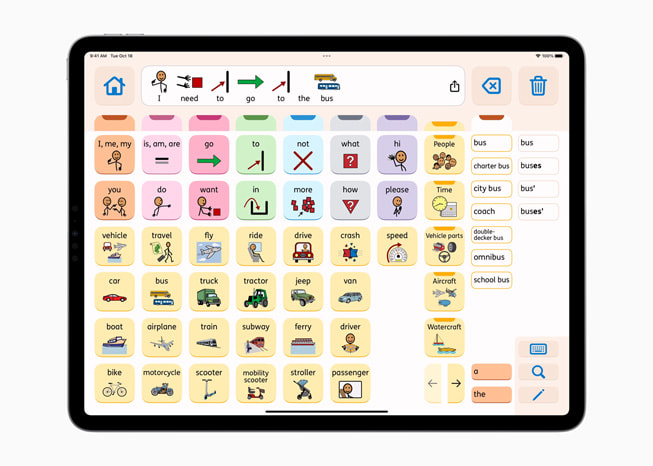 iPad Pro’da Proloquo uygulaması.