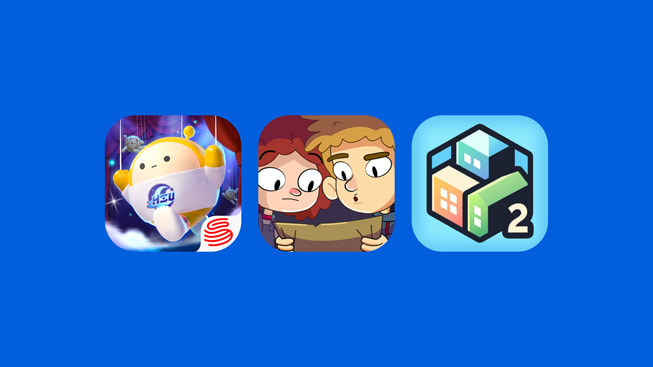 Logo aplikasi Eggy Party, Lost in Play, dan Pocket City 2.