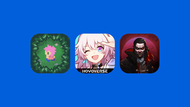Logo aplikasi Afterplace, Honkai: Star Rail, dan Vampire Survivors.