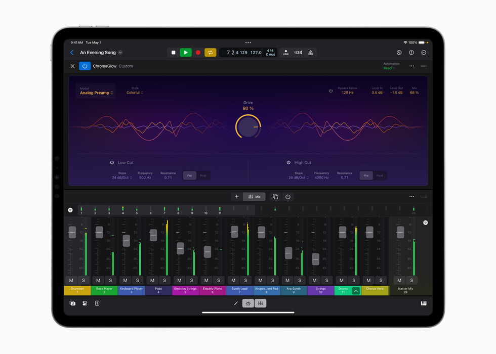 13 inç iPad Pro’da ChromaGlow ekranı gösteriliyor.