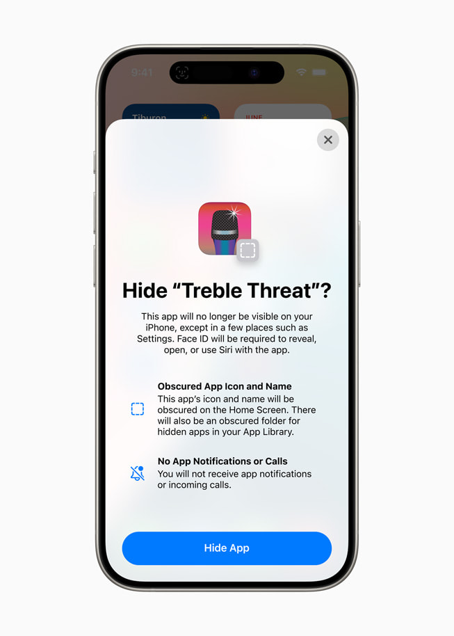 Menyen for å skjule en app vises på en iPhone 15 Pro.