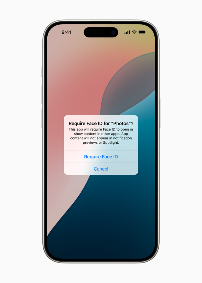 En låst app vises på en iPhone 15 Pro.
