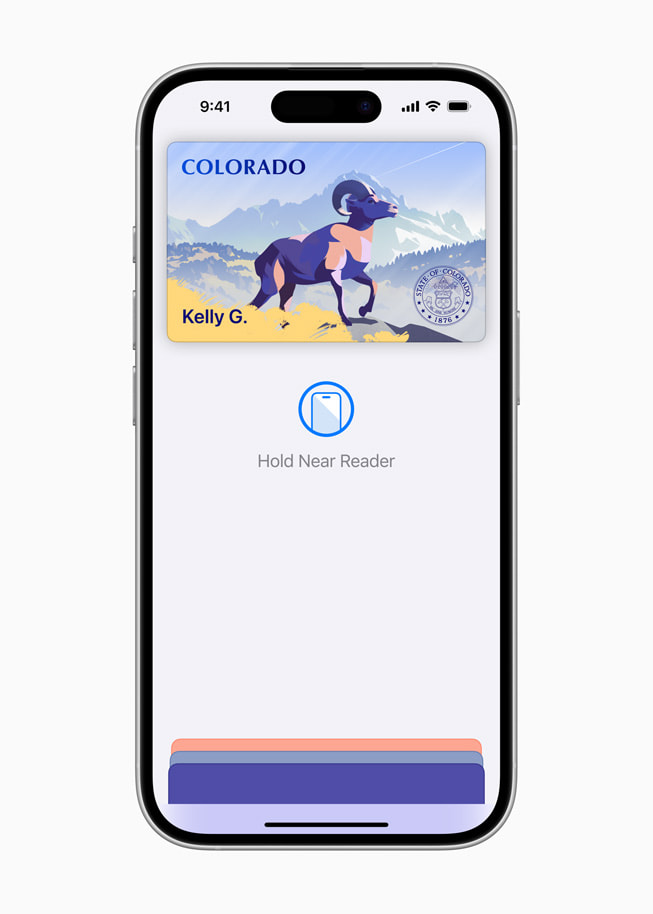 Se muestra la identificación de una usuaria de Colorado en Wallet en un iPhone 16.