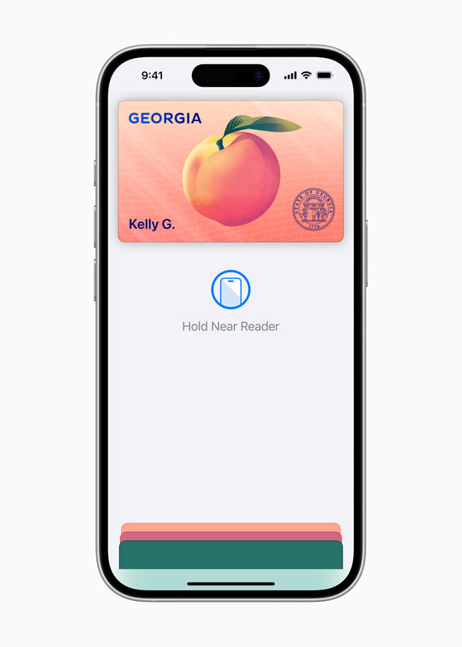 Se muestra la identificación de una usuaria de Georgia en Wallet en un iPhone 16.