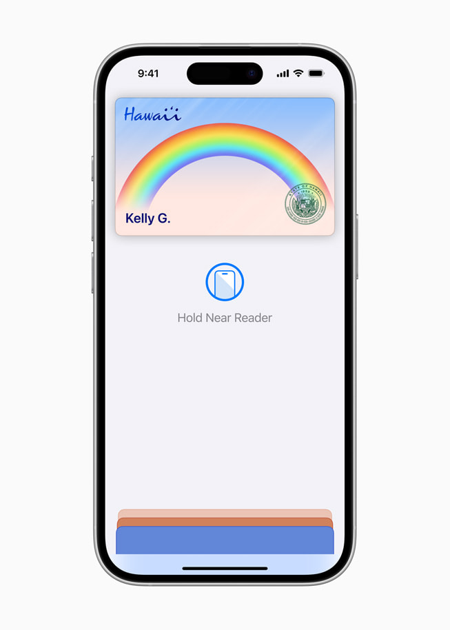 Se muestra la identificación de una usuaria de Hawái en Wallet en un iPhone 16.