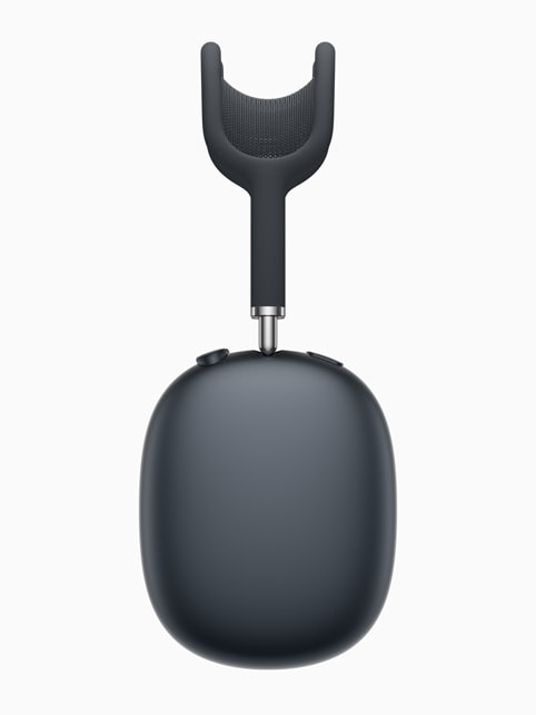 Eine Profilansicht der AirPods Max in Mitternacht.