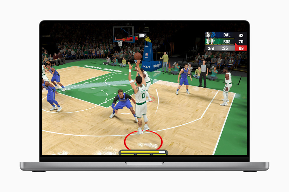 Una imagen de NBA 2K25 Arcade Edition en un MacBook Pro.