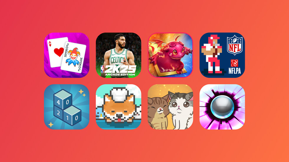 Un collage que representa los nueve juegos que van a llegar a Apple Arcade