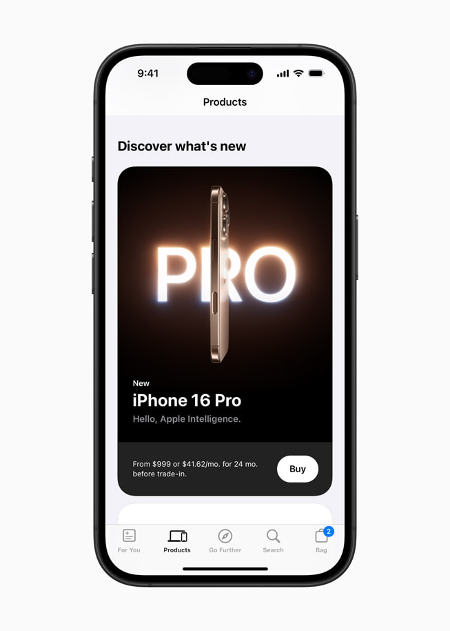 Produkter-siden i den redesignede Apple Store-appen.