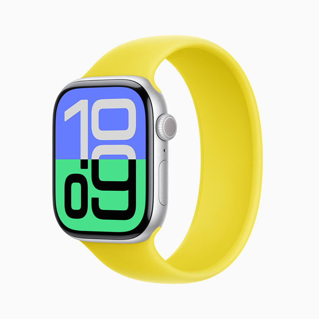 Apple Watch Series 10 av aluminium i sølv.