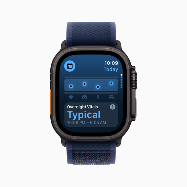 Den nye app Vitalparametre vises på Apple Watch Ultra 2.