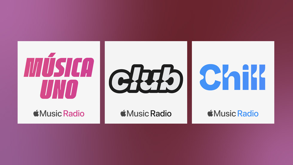 Logos des nouvelles stations de radio d’Apple Music.