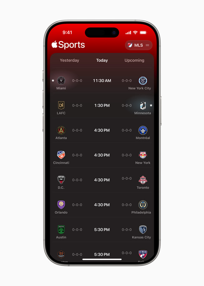 L’app Apple Sports sur un iPhone 16 Pro.