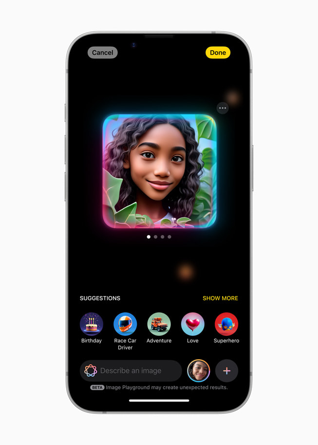تطبيق التعديل "عالم الصور" معروض على iPhone 16e. 