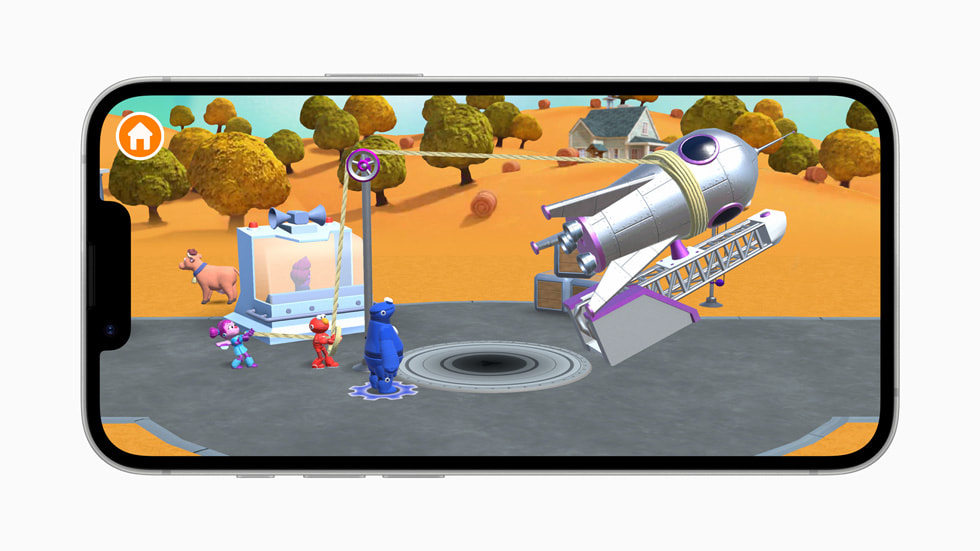 Une image extraite du jeu Sesame Street Mecha Builders+ de StoryToys. Affichée sur un iPhone 16 Pro.
