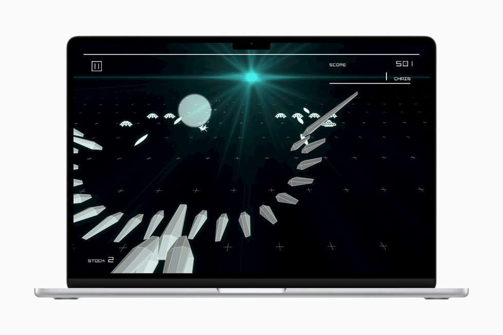 Une image extraite du jeu Space Invaders Infinity Gene Evolve de TAITO CORPORATION. Affichée sur un MacBook Air.