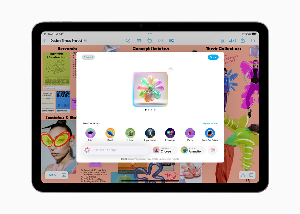 تطبيق عالم الصور معروض على iPad Air بشريحة M3 الجديد.
