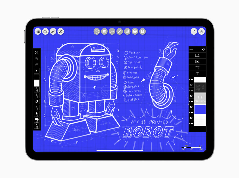 تطبيق Morpholio Trace معروض على جهاز iPad الجديد بشريحة A16.
