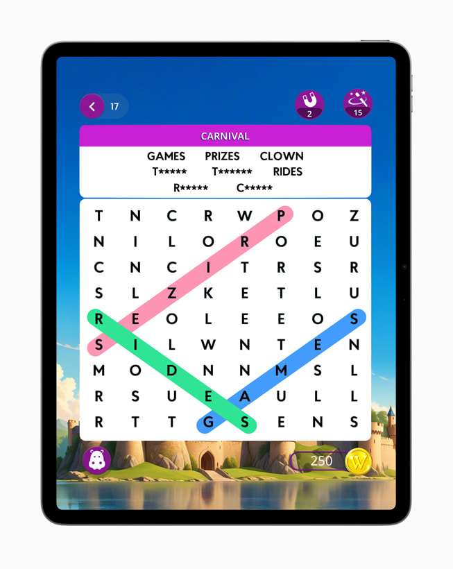 iPad Air에서 포착한 Fugo Games의 Words of Wonders: Search+ 스틸 이미지.