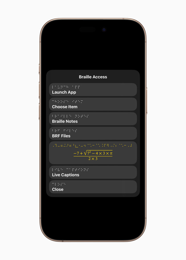 Hình ảnh Braille Access trên iPhone 16. 