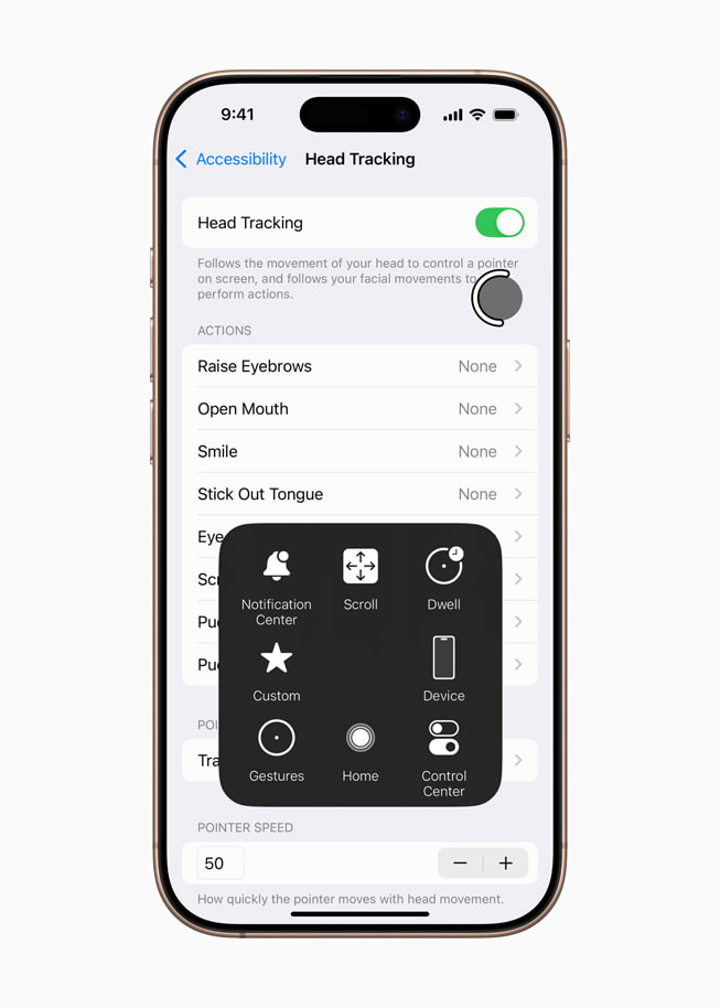 Hình ảnh ứng dụng Theo Dõi Đầu trên iPhone 16 Pro. 