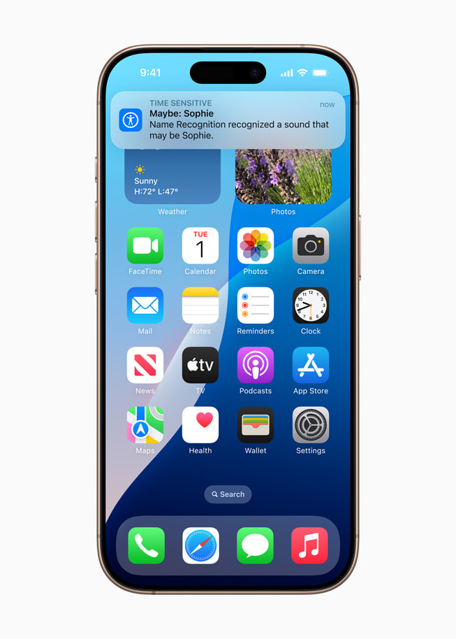 Hình ảnh tính năng Nhận Biết Tên trên iPhone 16 Pro. 