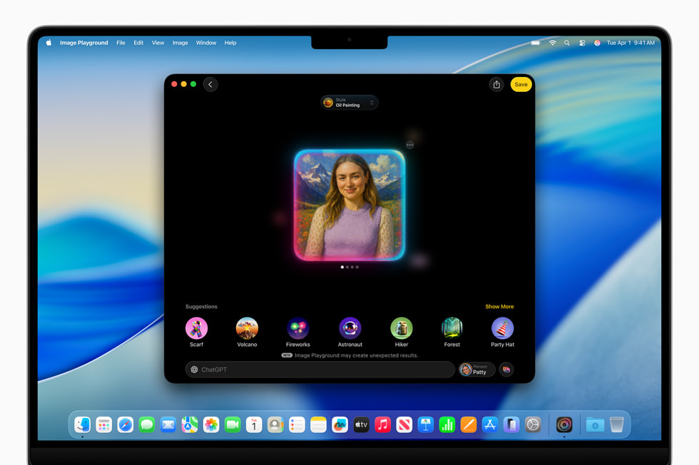 ตัวเลือก Any Style ใหม่ใน Image Playground ด้วย ChatGPT แสดงบนหน้าจอ MacBook Pro