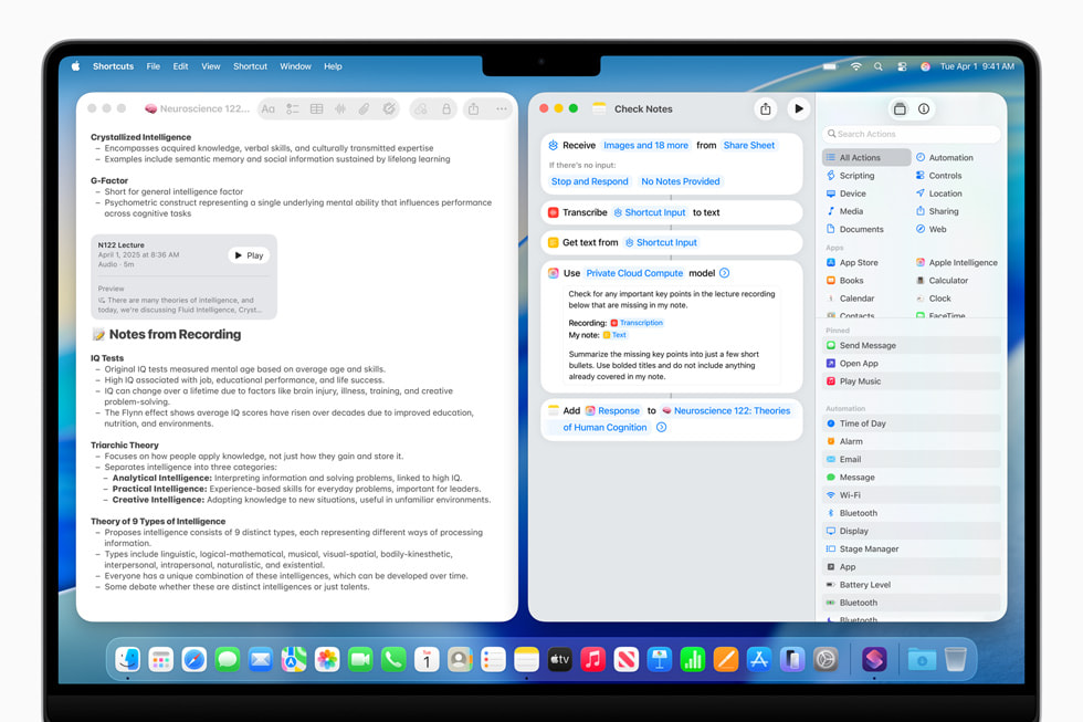 แอปคำสั่งลัดแสดงบนหน้าจอ MacBook Pro