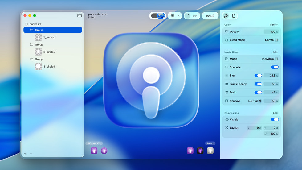 Pantalla con Icon Composer.