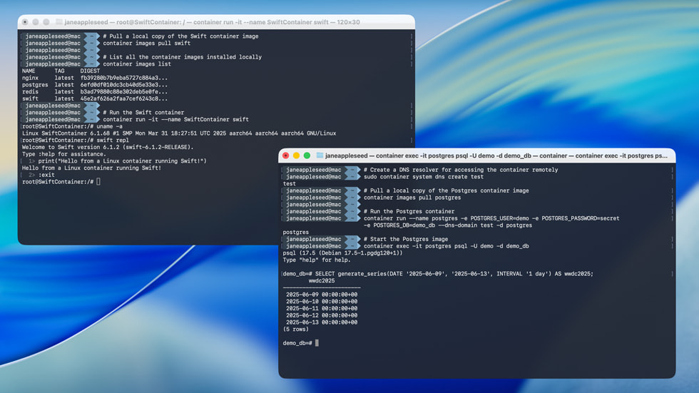 Pantalla del entorno Containerization en un MacBook Pro de 16 pulgadas.