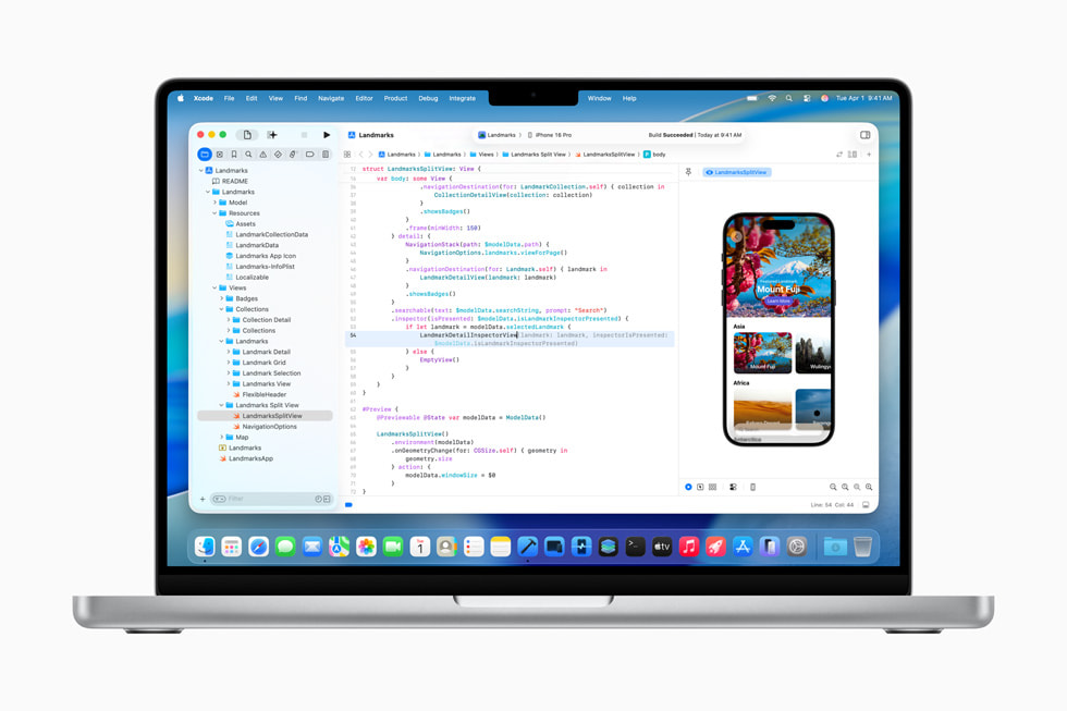 Pantalla de Xcode 26 en un MacBook Pro de 14 pulgadas.
