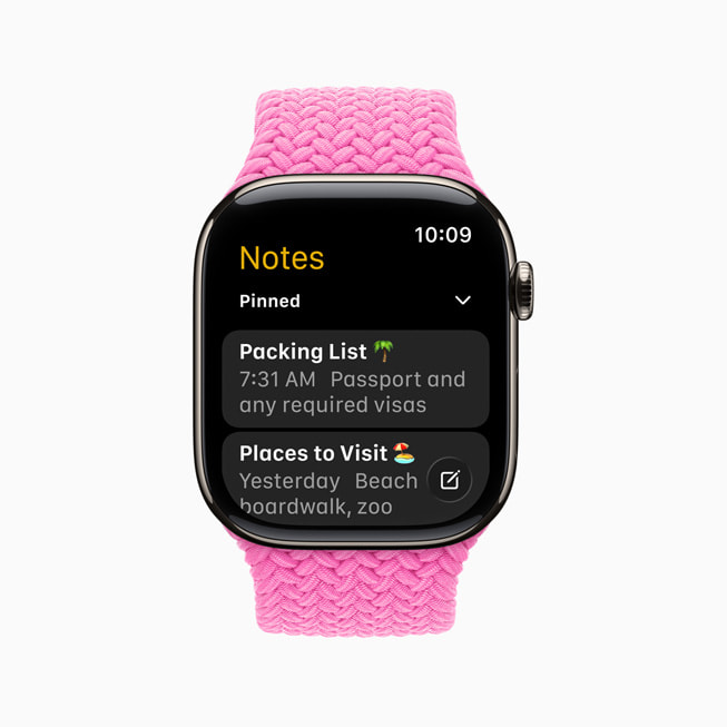 Un Apple Watch con l’app Note.