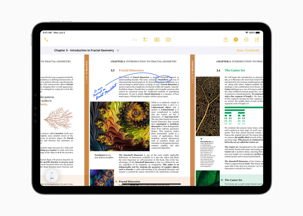iPad Pro’da bir PDF’nin üzerine yazılmış notlar gösteriliyor.