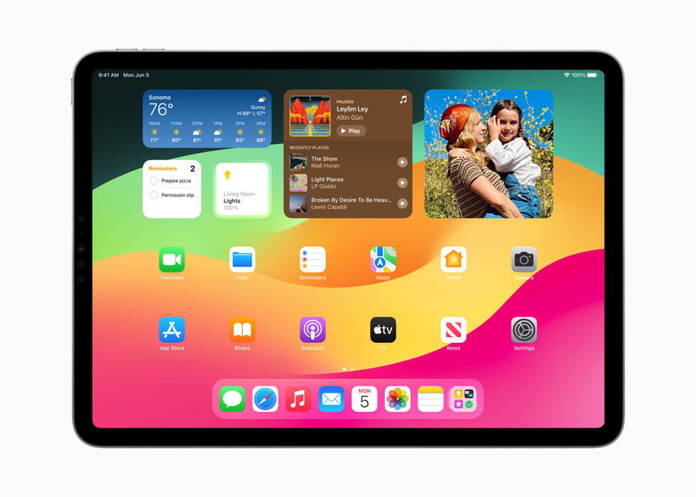 iPad Pro’da Ana Ekran’daki araç takımları gösteriliyor.