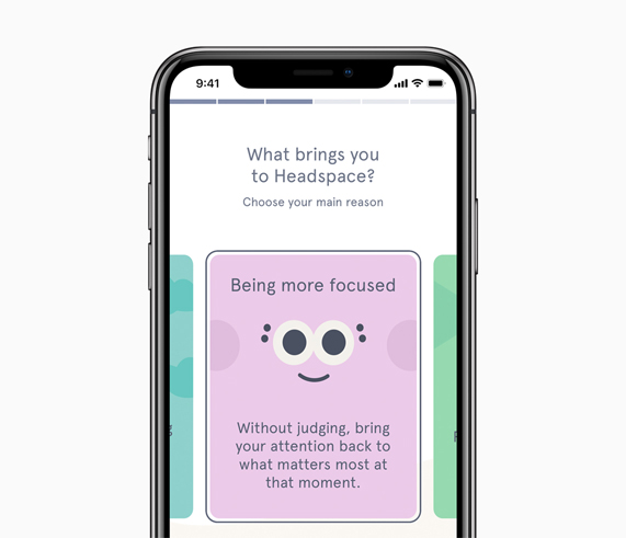Ekranında Headspace Uygulamasını gösteren bir iPhone X.