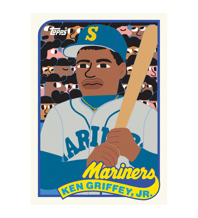 Sanatçı Keith Shore’un Ken Griffey Jr. beyzbol kartı.